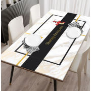 Белая скатерть для стола с фактурой кожи ПВХ «Dining time», 60*120 см